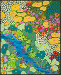 Colorful abstract artwork of Oregan gardens by Pollen Price (@BostonPollen)