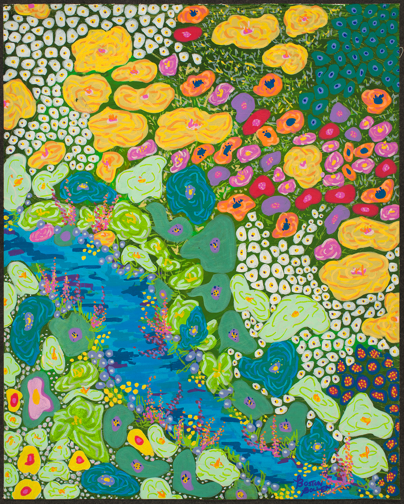 Colorful abstract artwork of Oregan gardens by Pollen Price (@BostonPollen)