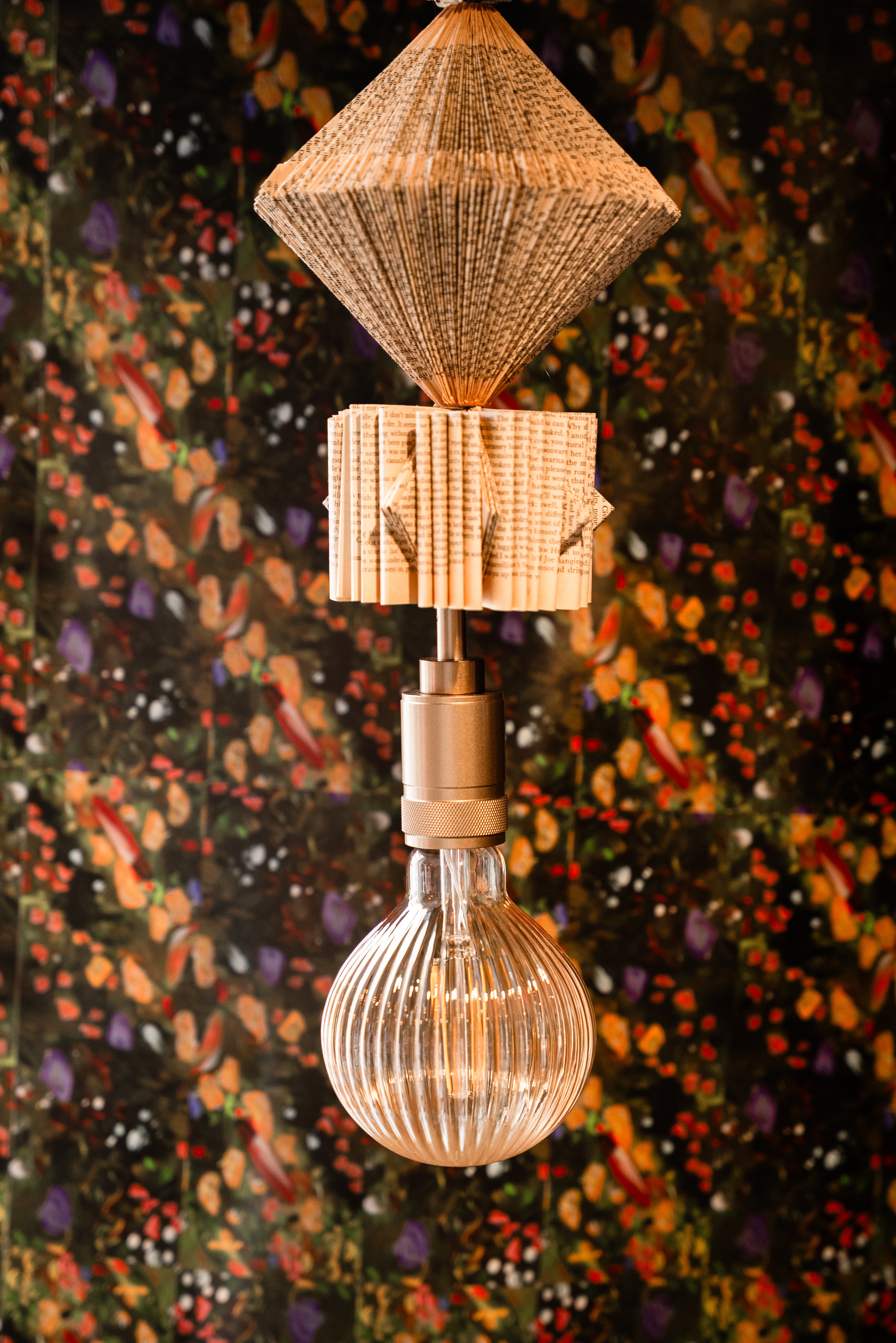 "I live in peace" hand crafted pendant light by Pollen Price (@BostonPollen), photographed by Brayan Mesa.